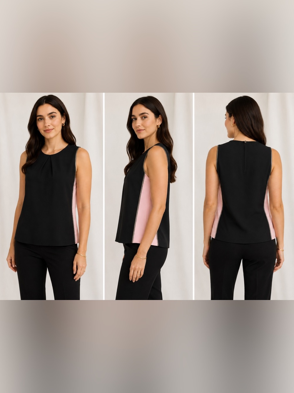 Rw&co pink black sleeveless blouse Sz M